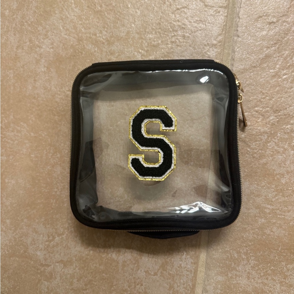 SHEIN Black and Gold Clear Cosmetic Bag